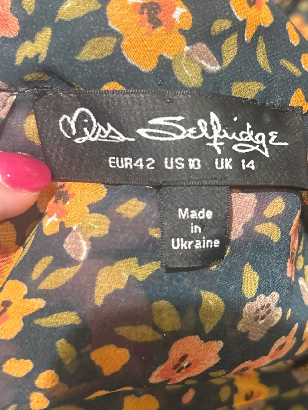 Miss Selfridge Floral Chiffon Midi Dress Size 10 - Picture 4 of 5